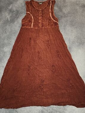 Vintage Embroidered Floral Midi Dress - Festival - Western - Boho